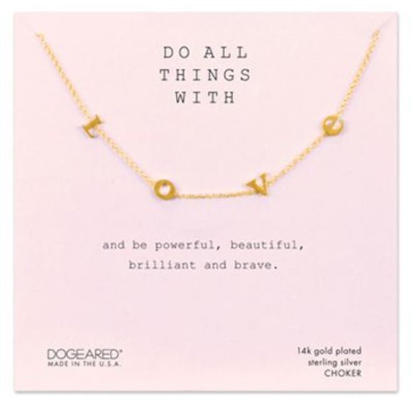 Dogeared Do All Things With Love Choker, Gold - Picture 1 of 1